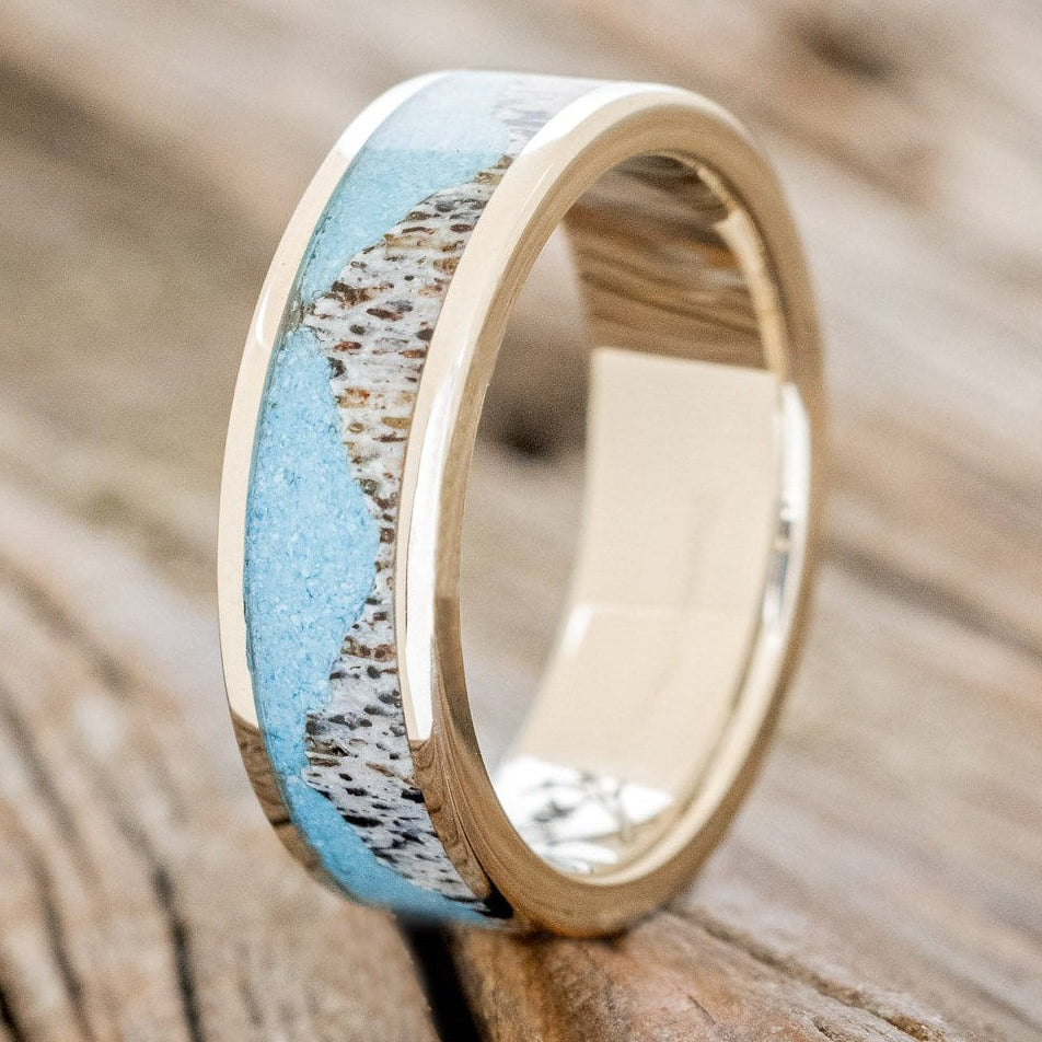 "HELIOS" - TURQUOISE & ANTLER WEDDING BAND-2