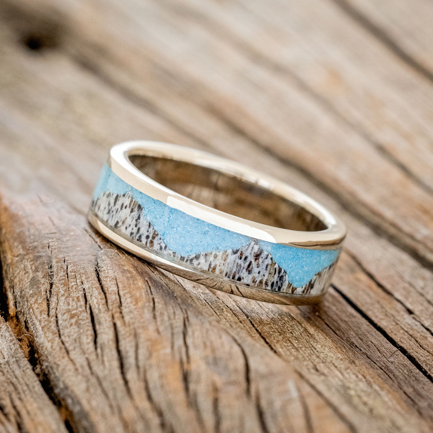 "HELIOS" - TURQUOISE & ANTLER WEDDING BAND-1