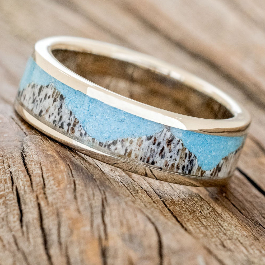 "HELIOS" - TURQUOISE & ANTLER WEDDING BAND-1