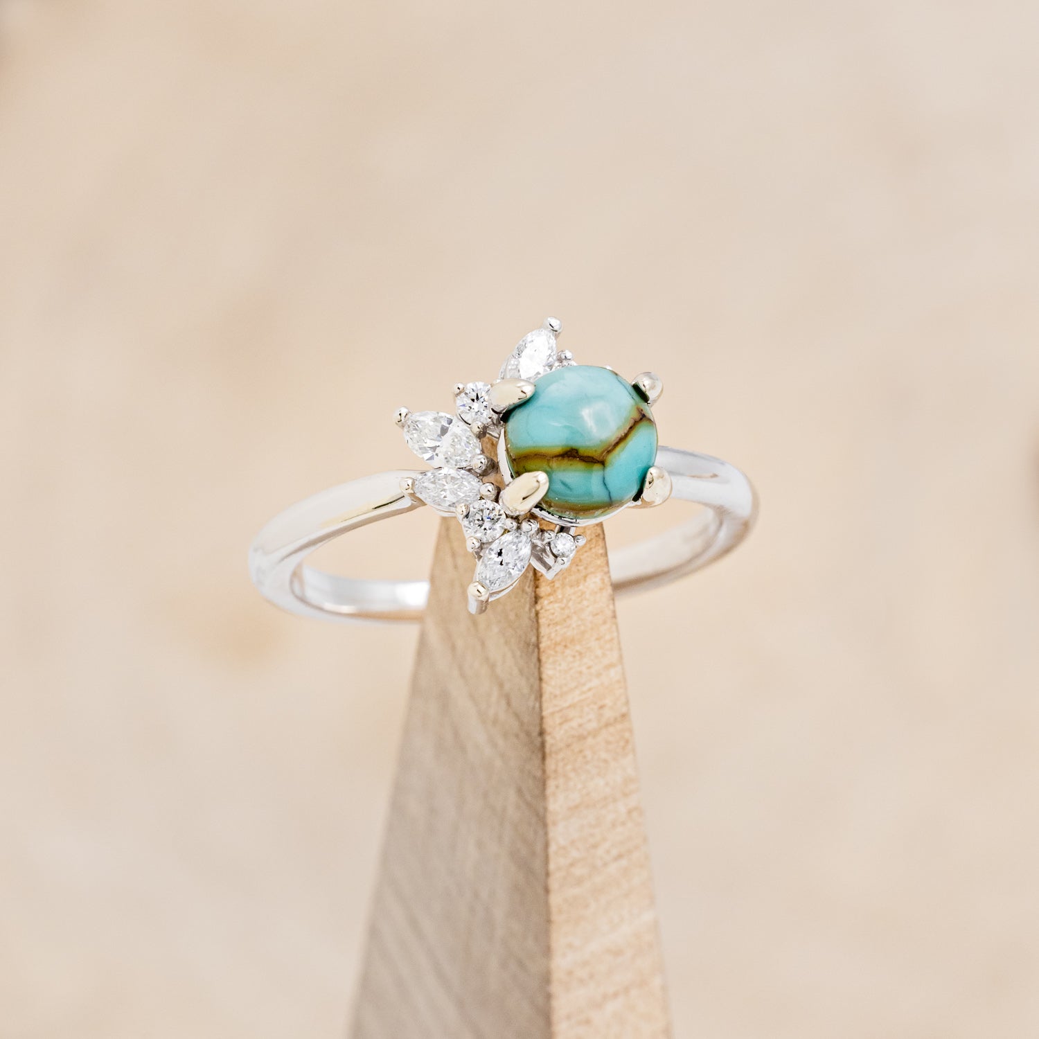 "AURAE" - ROUND CUT TURQUOISE ENGAGEMENT RING & TRACER-6
