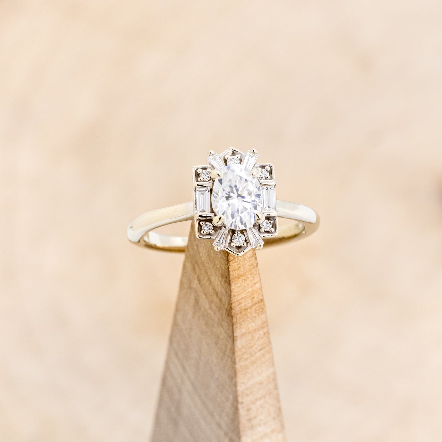 "CLEOPATRA" - OVAL MOISSANITE ENGAGEMENT RING WITH DIAMOND ACCENTS-7