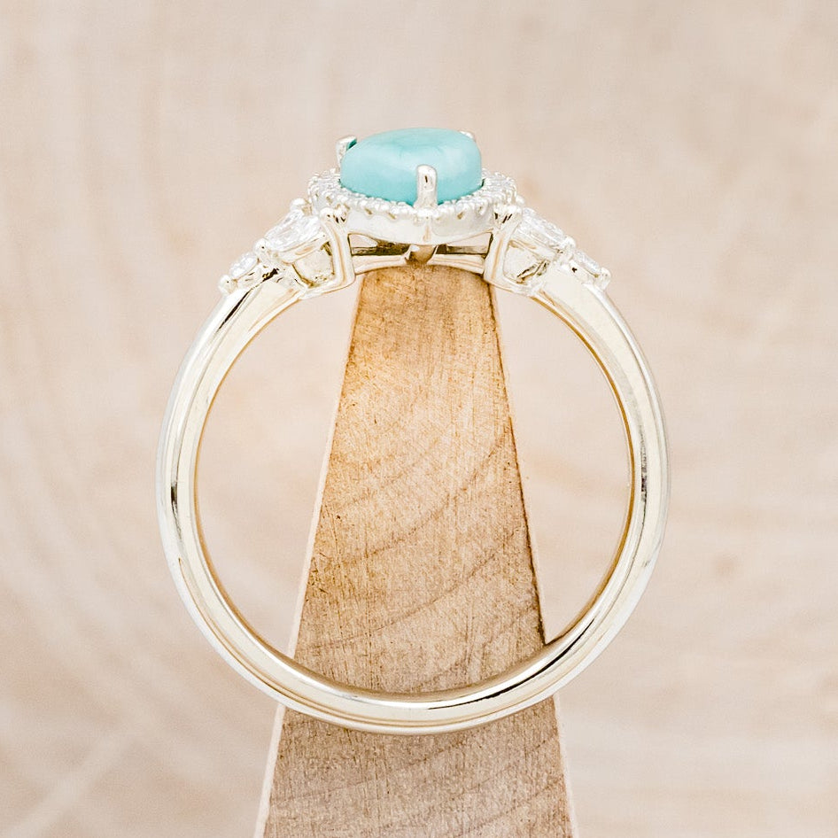 "DREAM" - PEAR-SHAPED TURQUOISE ENGAGEMENT RING WITH DIAMOND HALO & ACCENTS-6