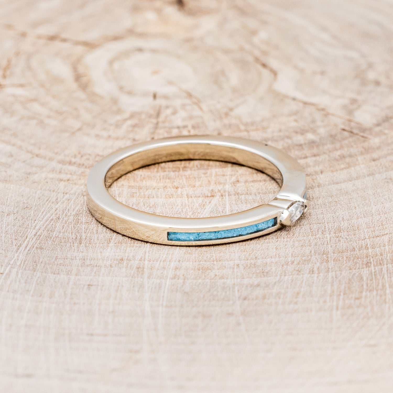 "ELBA" - MARQUISE MOISSANITE ENGAGEMENT RING WITH TURQUOISE INLAYS-2