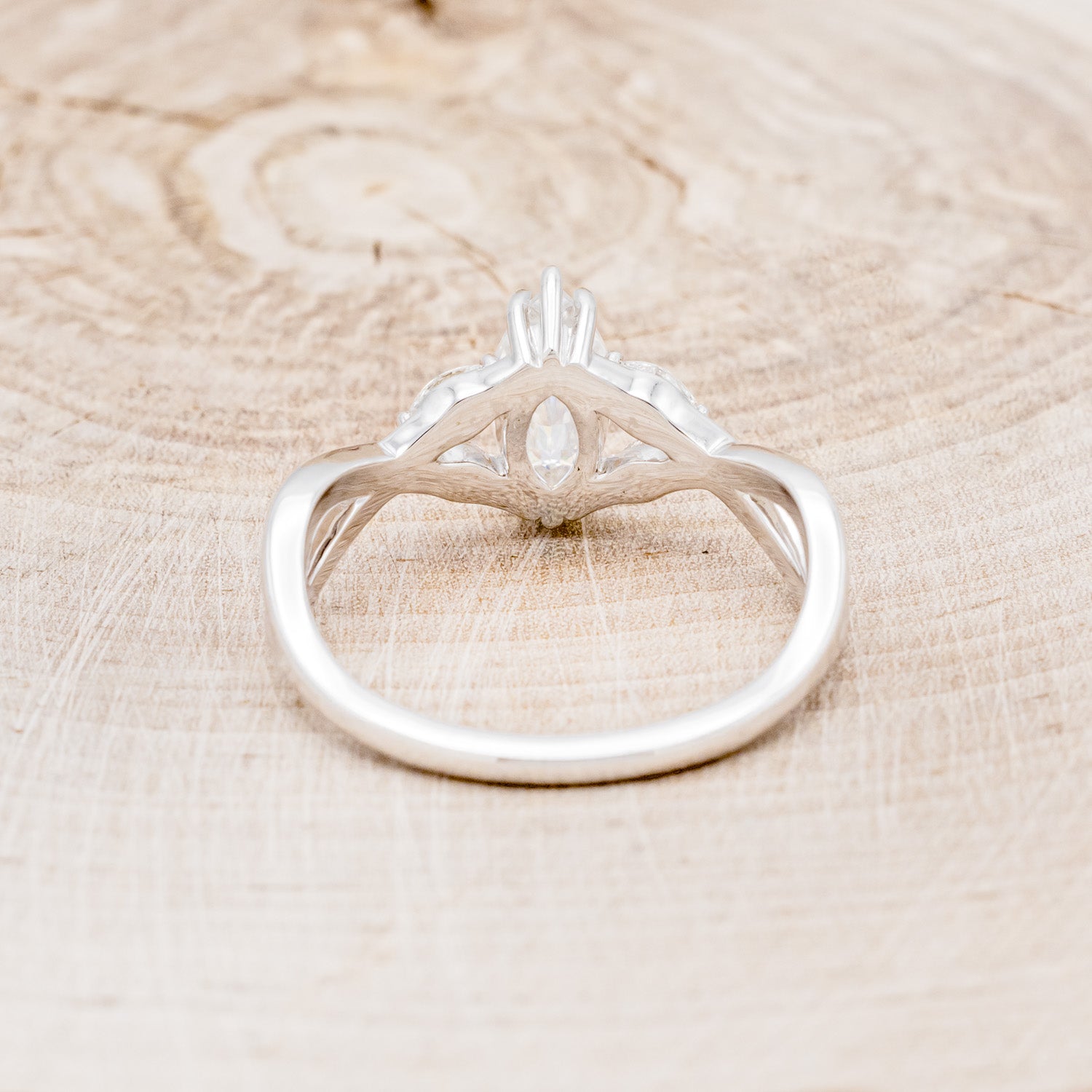 "ELECTA" - MARQUISE MOISSANITE ENGAGEMENT RING WITH DIAMOND ACCENTS-5