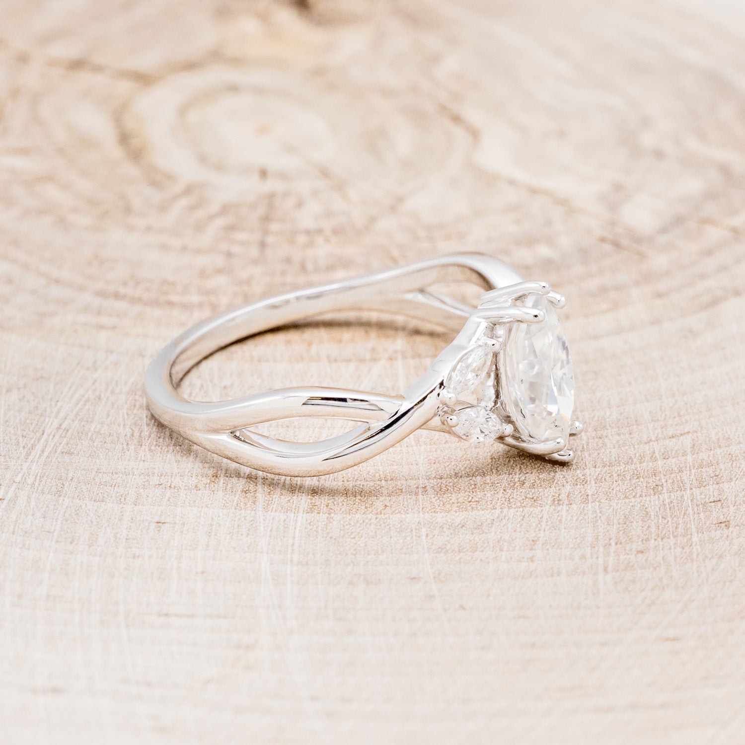 "ELECTA" - MARQUISE MOISSANITE ENGAGEMENT RING WITH DIAMOND ACCENTS-2