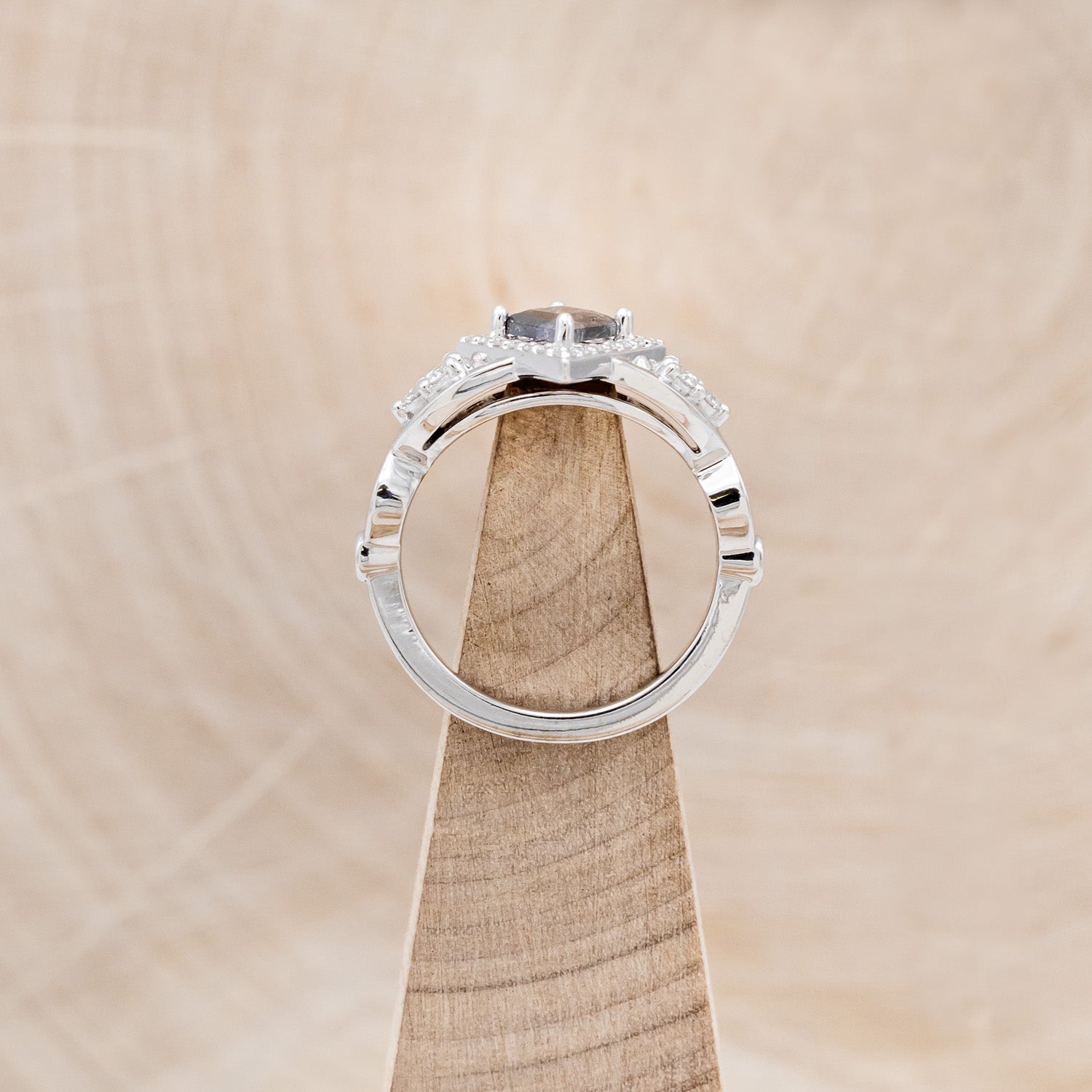 KITE CUT ENGAGEMENT RING WITH DIAMOND HALO & ACCENTS - MOUNTING ONLY - SELECT YOUR OWN STONE-6