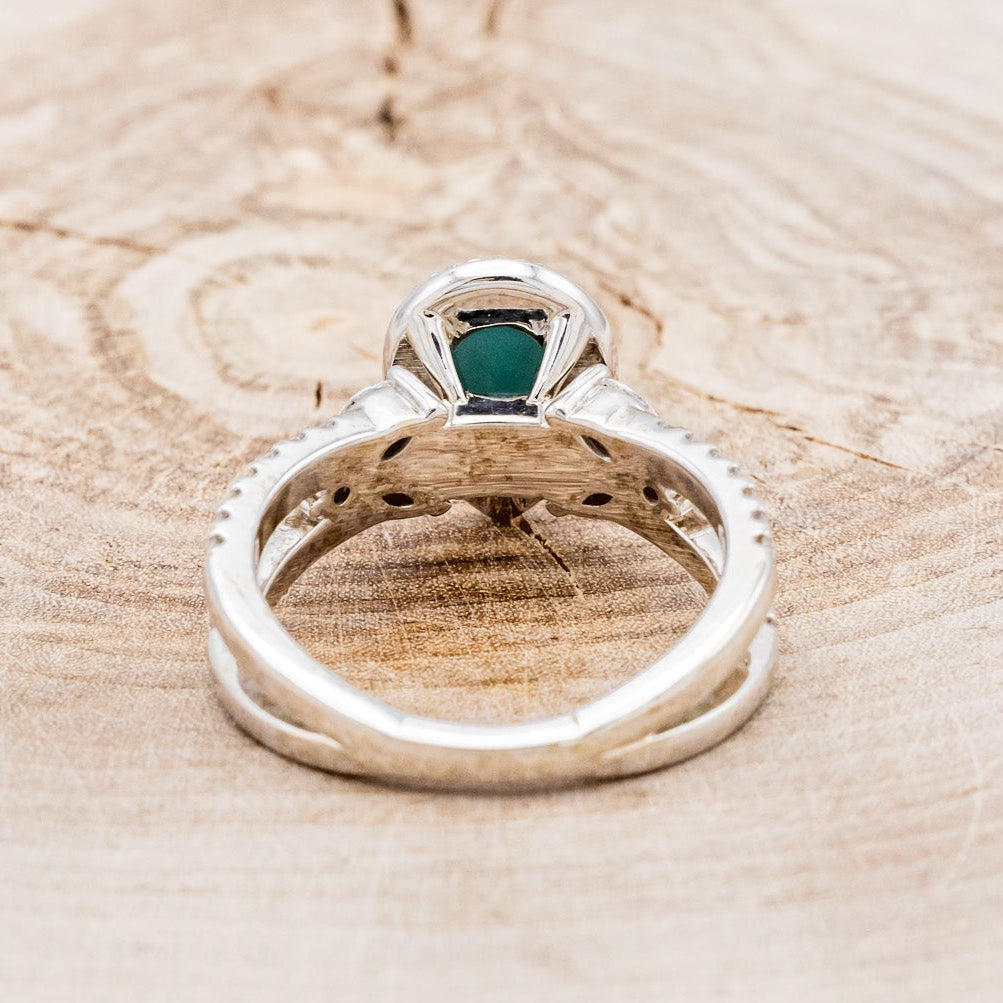 "LORETTA" - PEAR-SHAPED TURQUOISE ENGAGEMENT RING WITH DIAMOND HALO & ACCENTS-11
