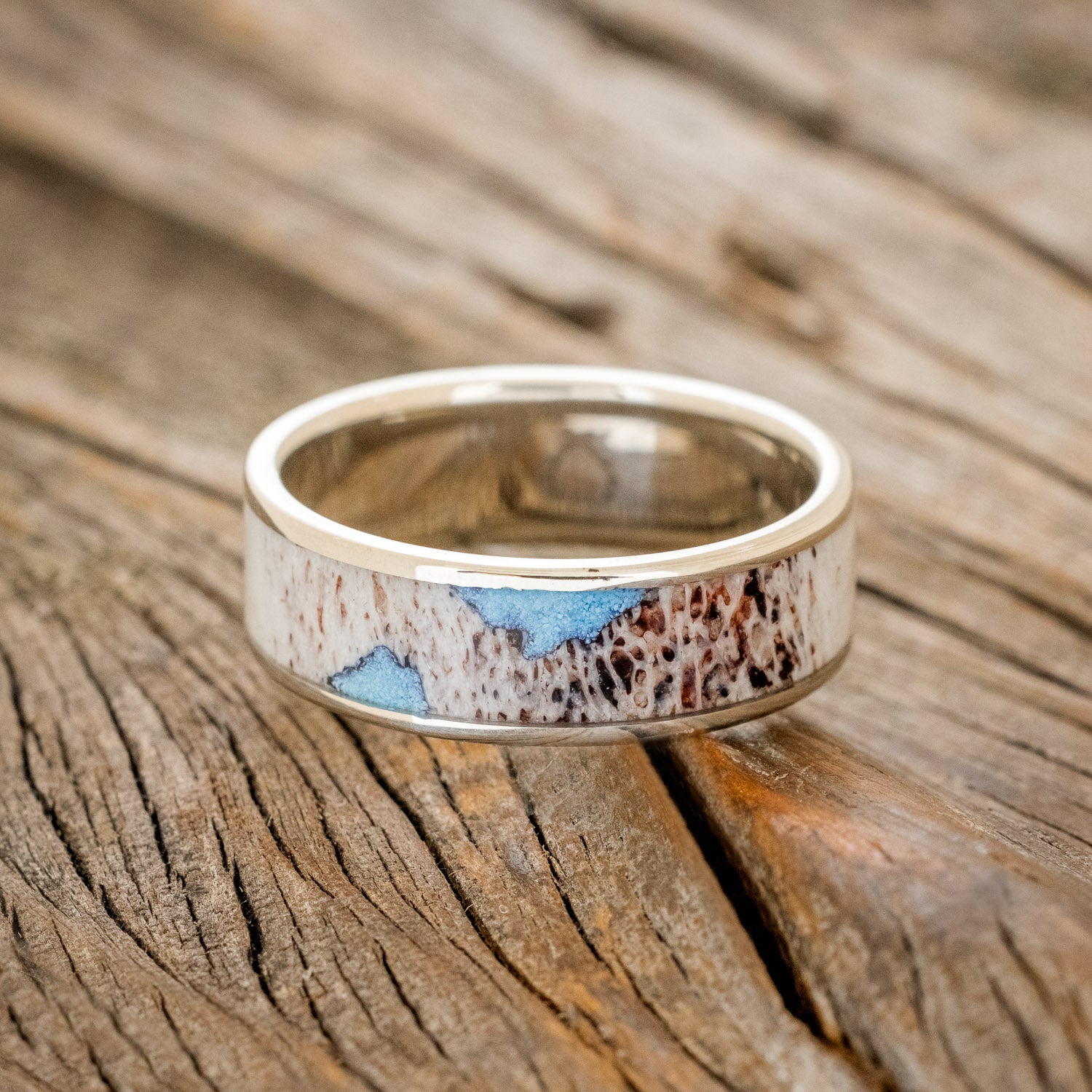 "RAINIER" - ANTLER & TURQUOISE WEDDING BAND-9