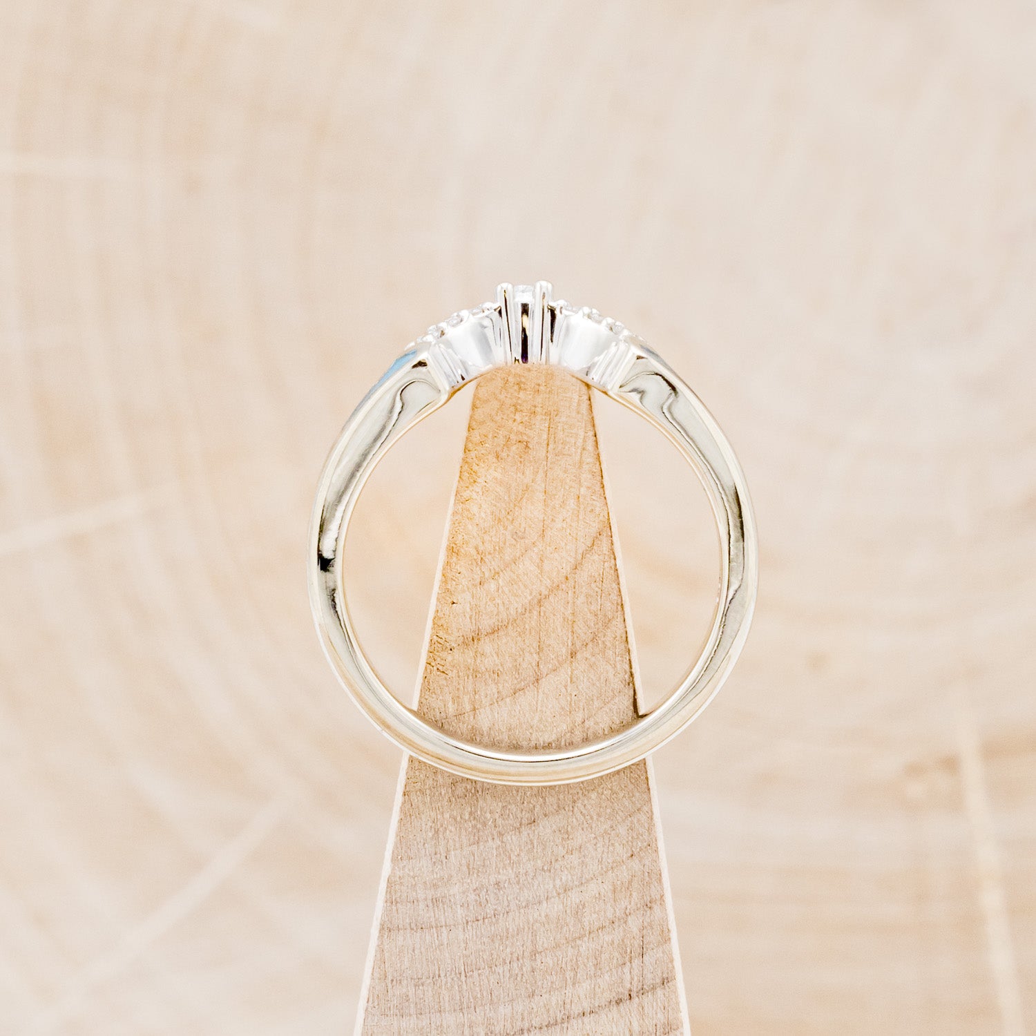 "SAMA" - TURQUOISE CONTOURED WEDDING BAND WITH DIAMOND ACCENTS-6