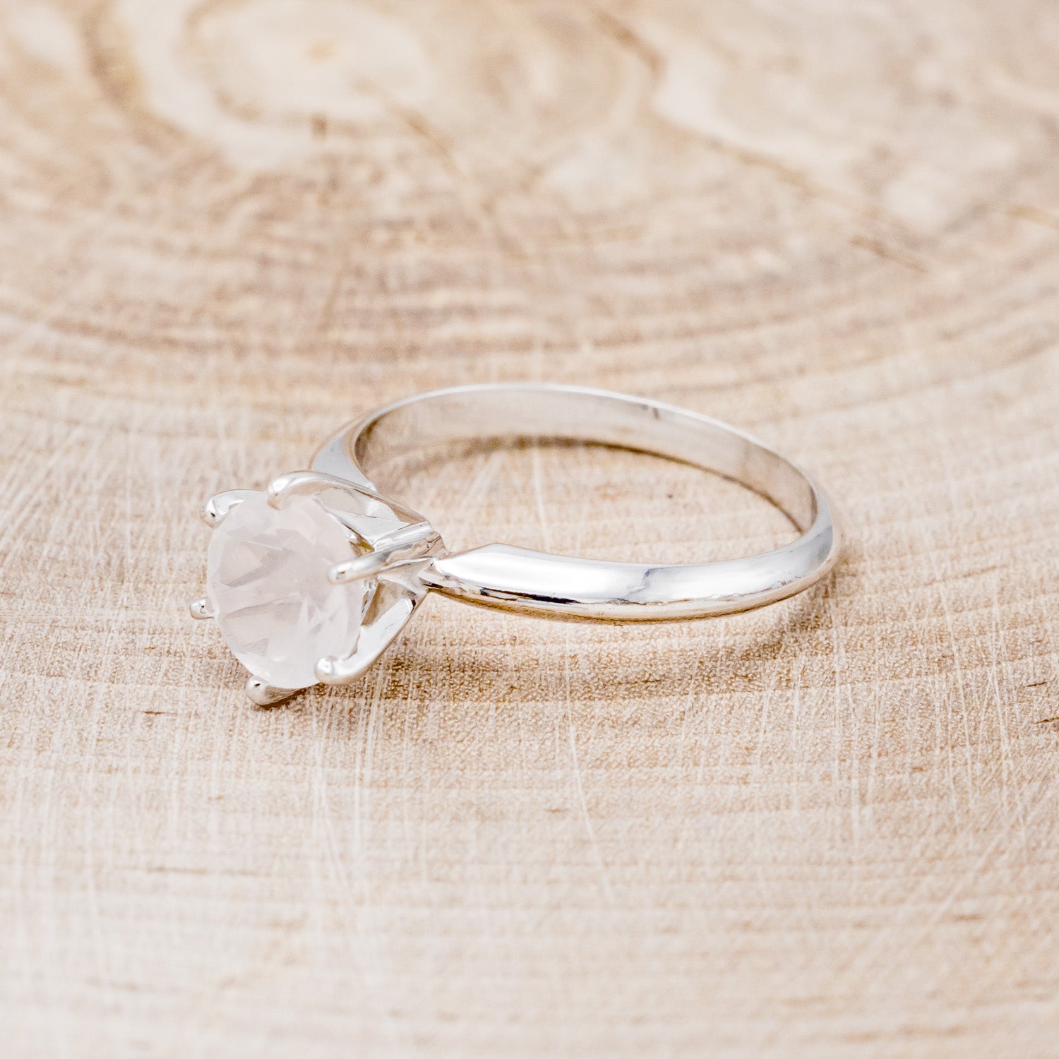 ROUND ROSE QUARTZ SOLITAIRE ENGAGEMENT RING-3