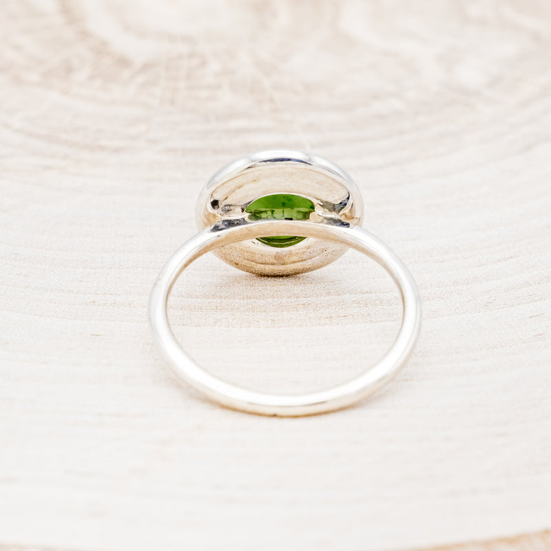 "TERRA" - ROUND CUT JADE ENGAGEMENT RING WITH DIAMOND HALO