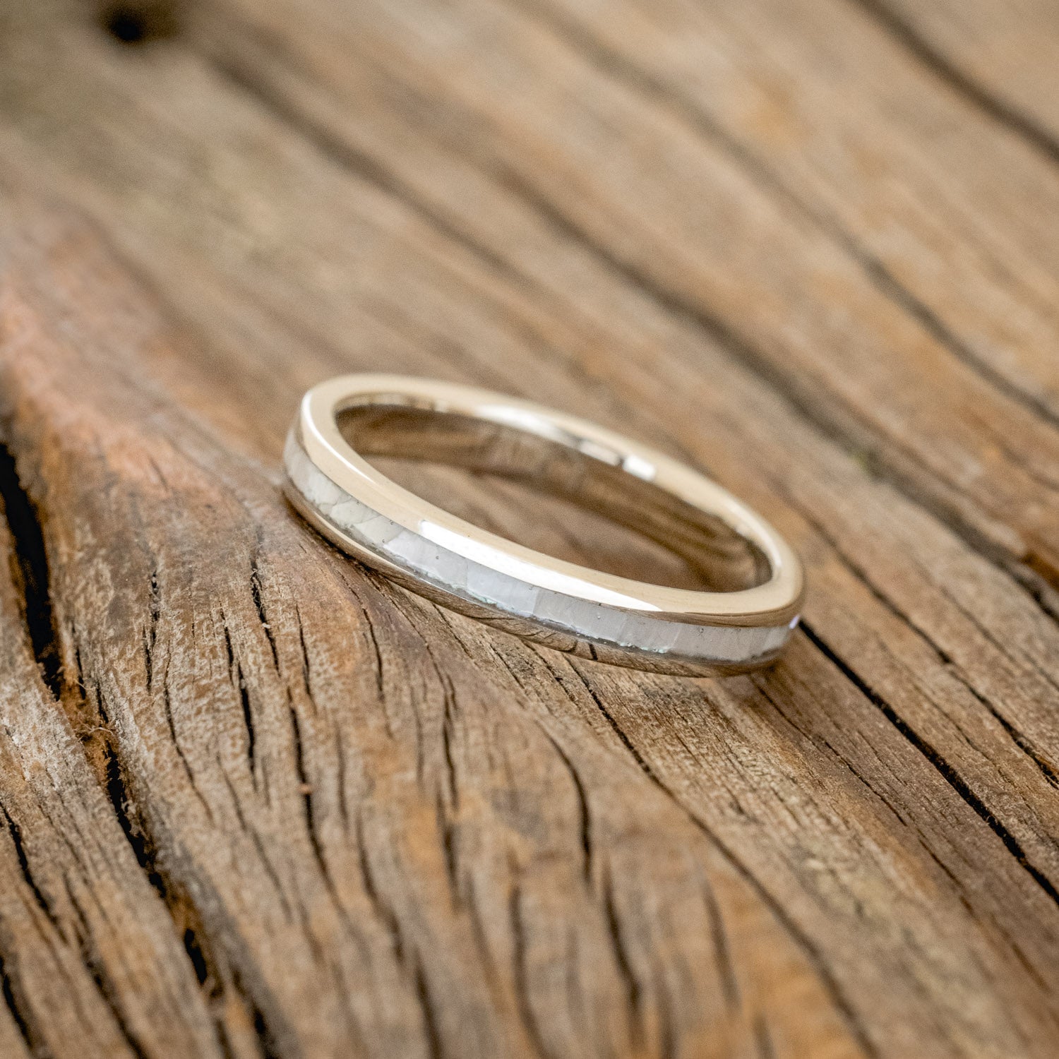 "VERTIGO" - MATCHING SET OF MOTHER OF PEARL WEDDING BANDS-19