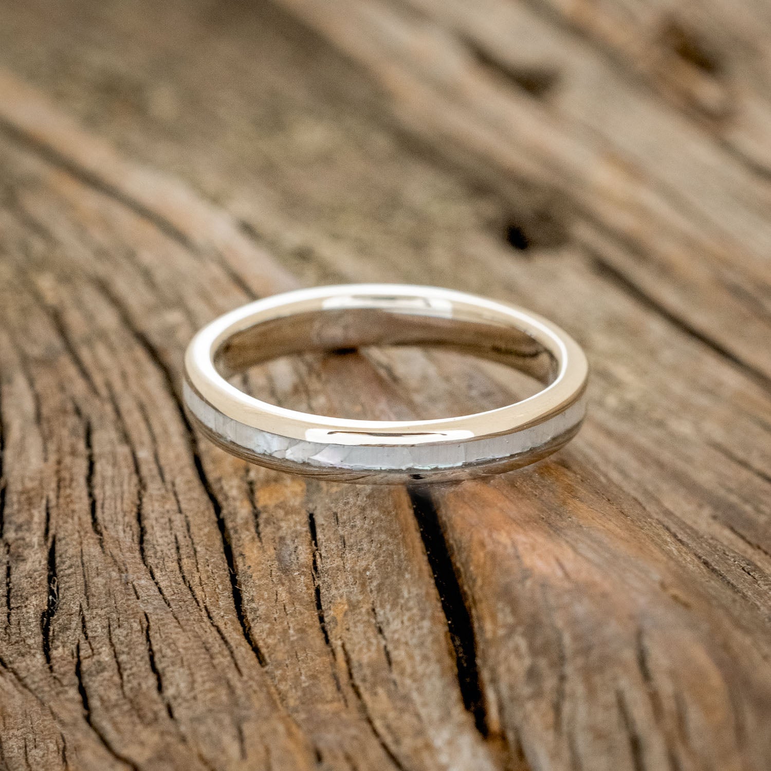 "VERTIGO" - MATCHING SET OF MOTHER OF PEARL WEDDING BANDS-20