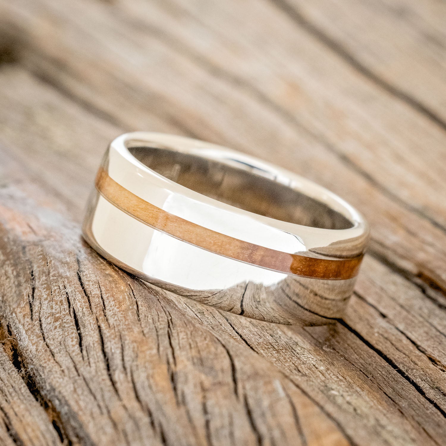 "VERTIGO" - BETHLEHEM OLIVE WOOD WEDDING BAND-14