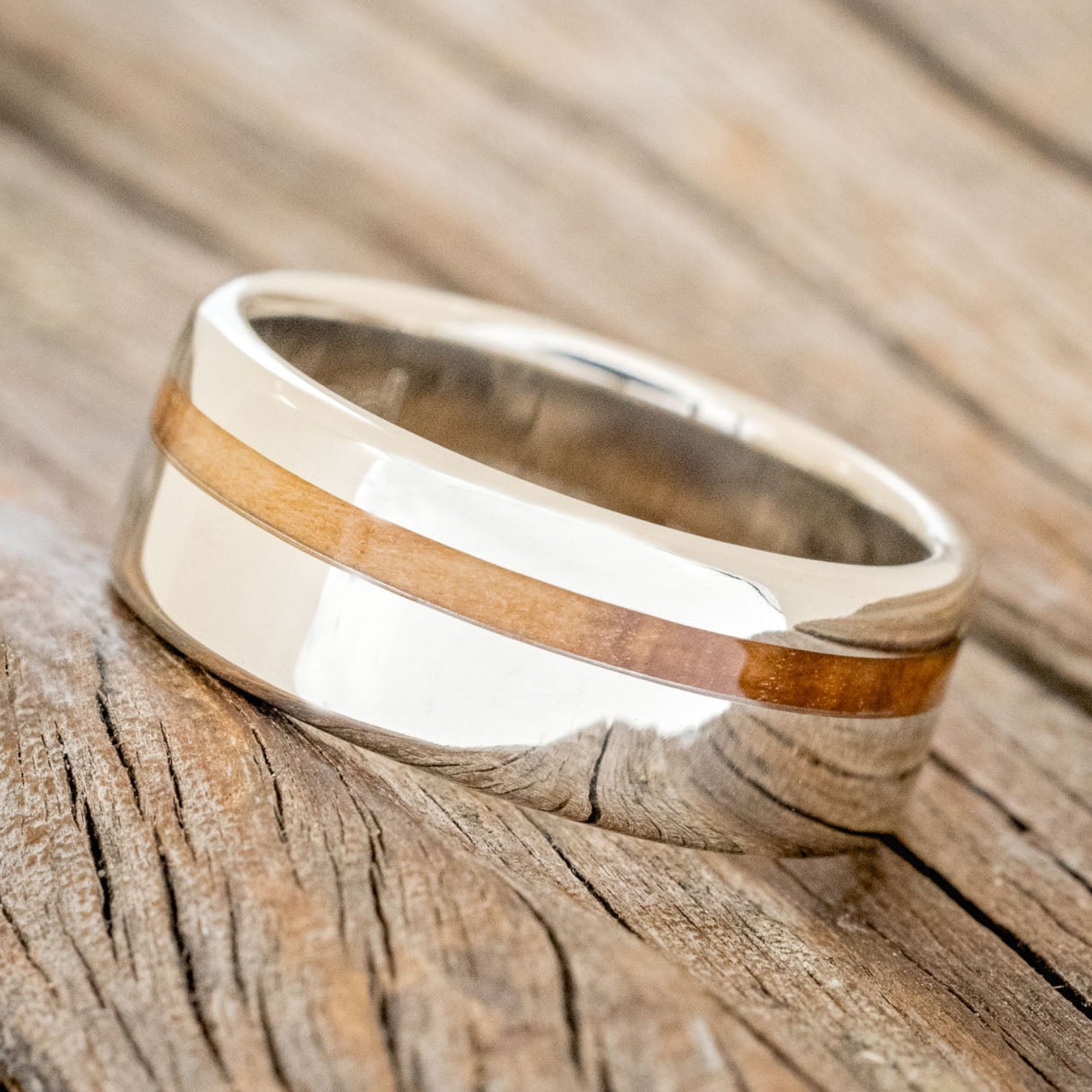 "VERTIGO" - BETHLEHEM OLIVE WOOD WEDDING BAND-14