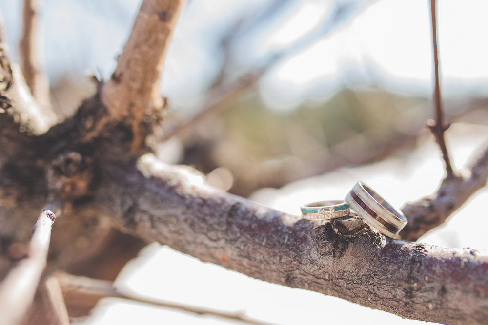 WHITE SAPPHIRE WEDDING BAND WITH TURQUOISE INLAYS-19