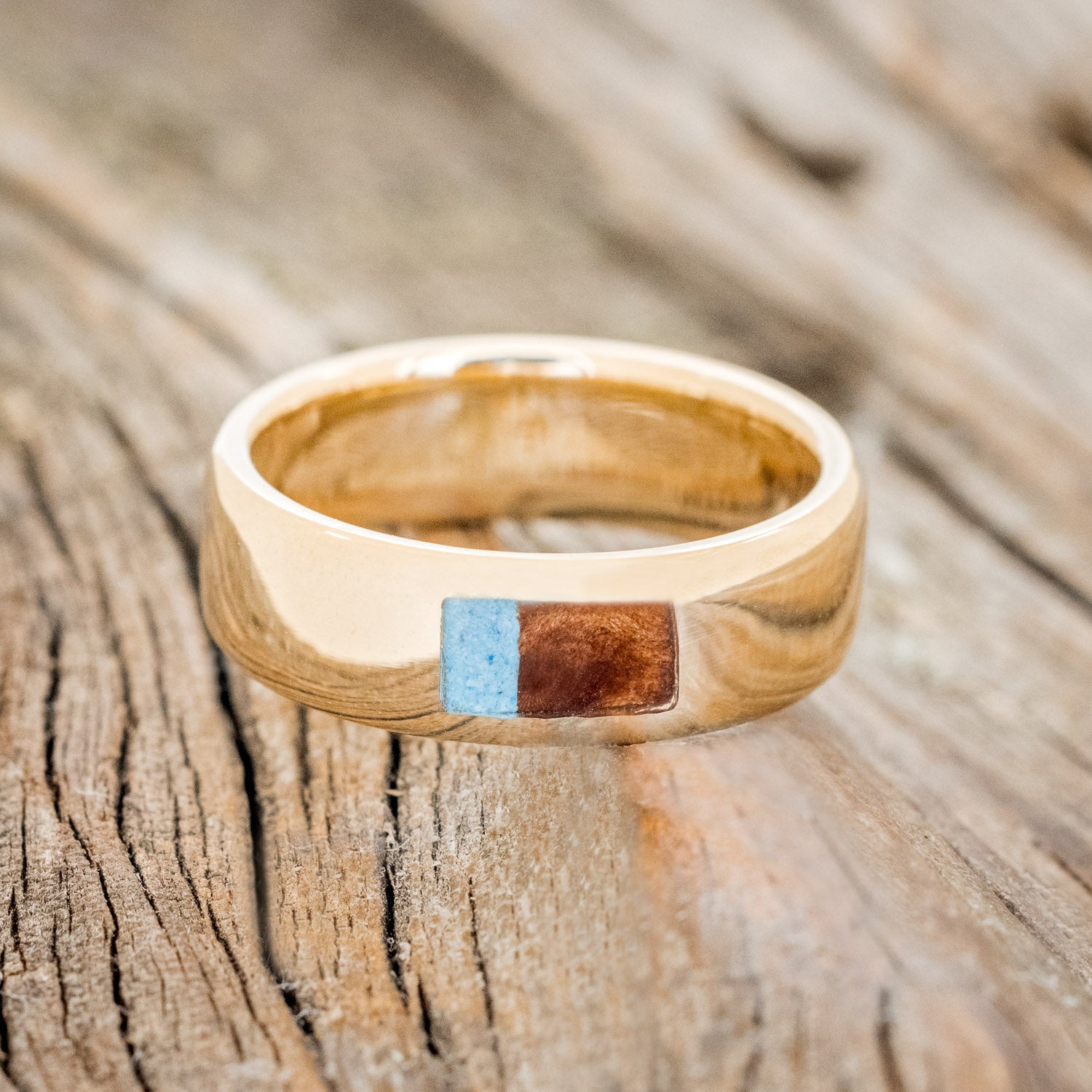 KOA WOOD & TURQUOISE WEDDING BAND-3