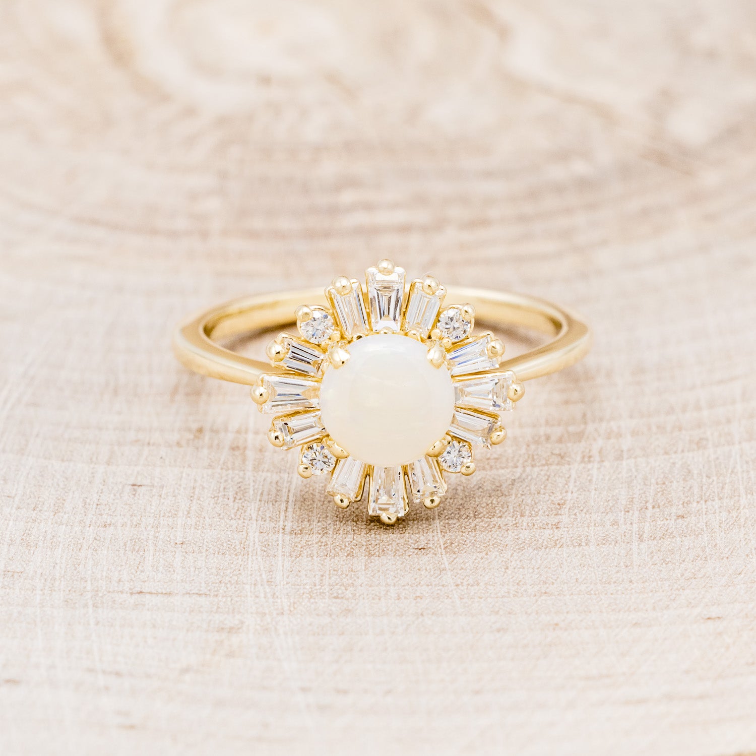 "BELLADONNA" - ROUND CUT OPAL ENGAGEMENT RING WITH DIAMOND HALO-4