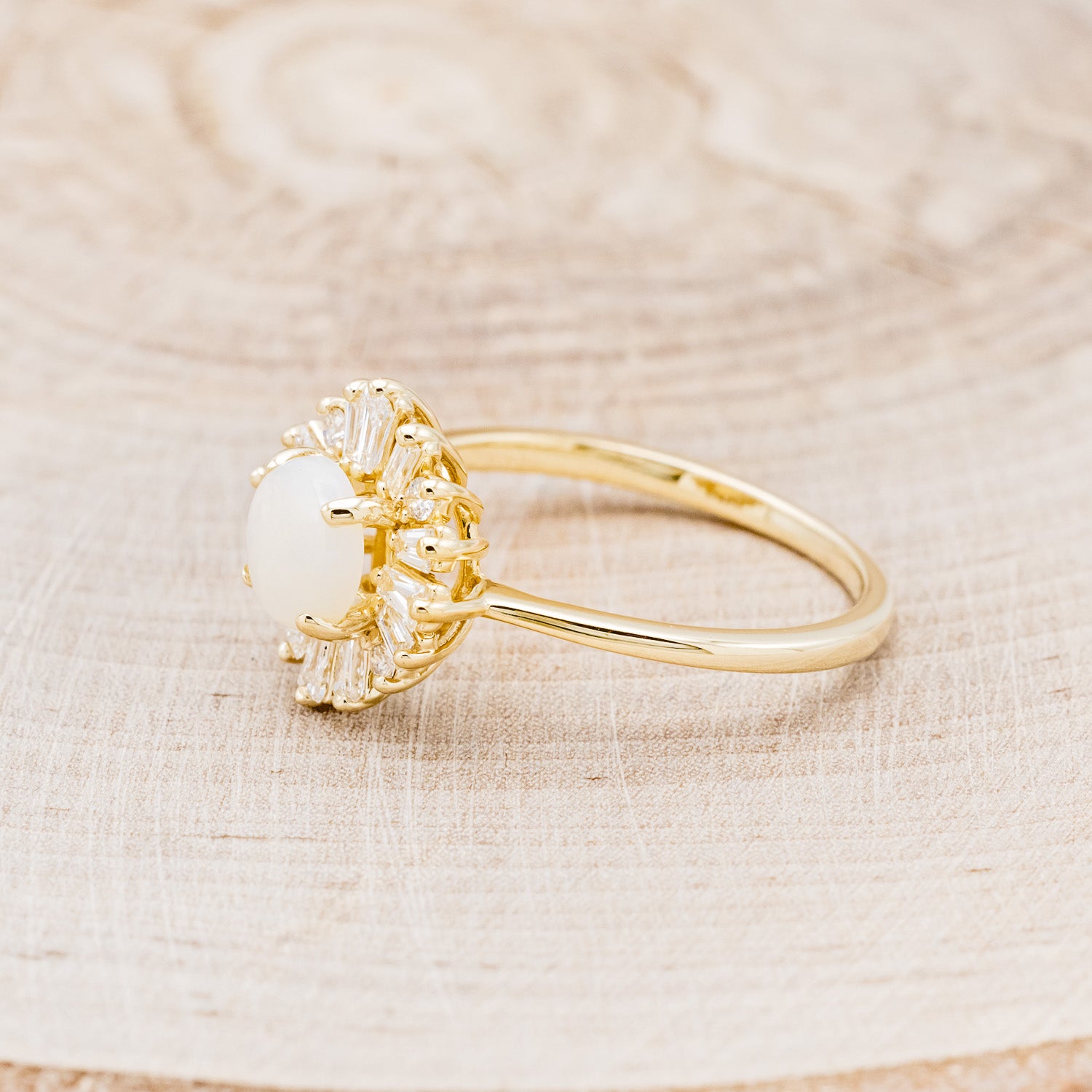 "BELLADONNA" - ROUND CUT OPAL ENGAGEMENT RING WITH DIAMOND HALO-3