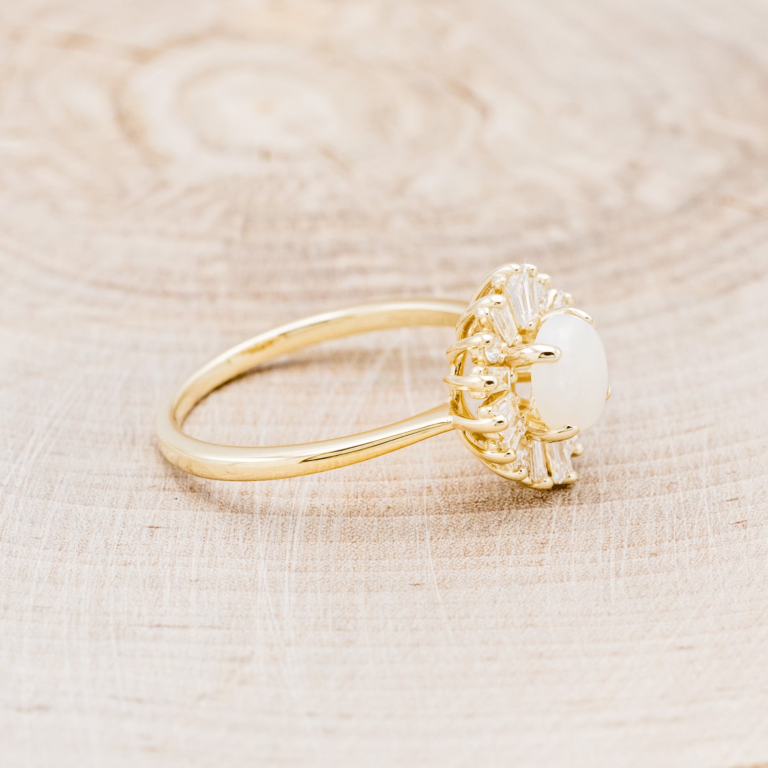 "BELLADONNA" - ROUND CUT OPAL ENGAGEMENT RING WITH DIAMOND HALO-2