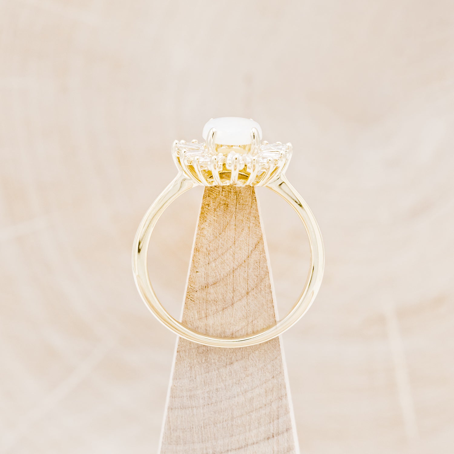 "BELLADONNA" - ROUND CUT OPAL ENGAGEMENT RING WITH DIAMOND HALO-6