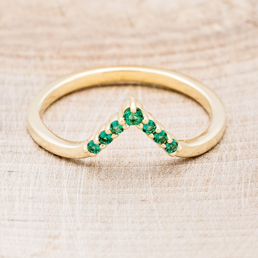 "BIANCA" - BRIDAL SUITE - KITE CUT LAB-GROWN EMERALD ENGAGEMENT RING WITH EMERALD & DIAMOND ACCENTS-12