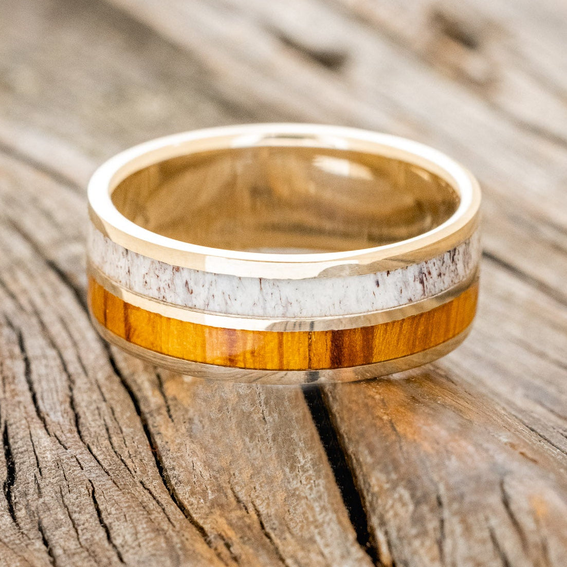 "DYAD" - IRONWOOD & ANTLER WEDDING BAND-9