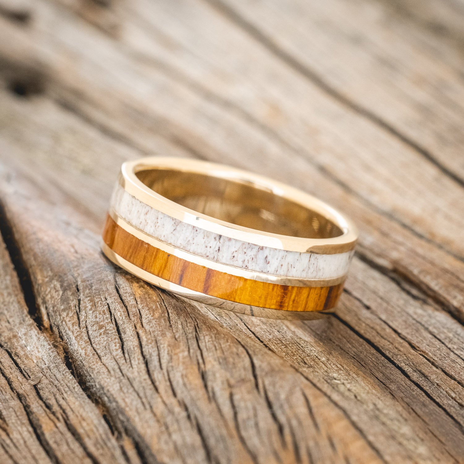 "DYAD" - IRONWOOD & ANTLER WEDDING BAND-8