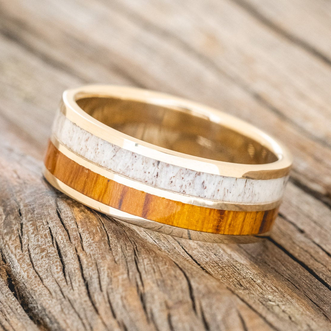 "DYAD" - IRONWOOD & ANTLER WEDDING BAND-8