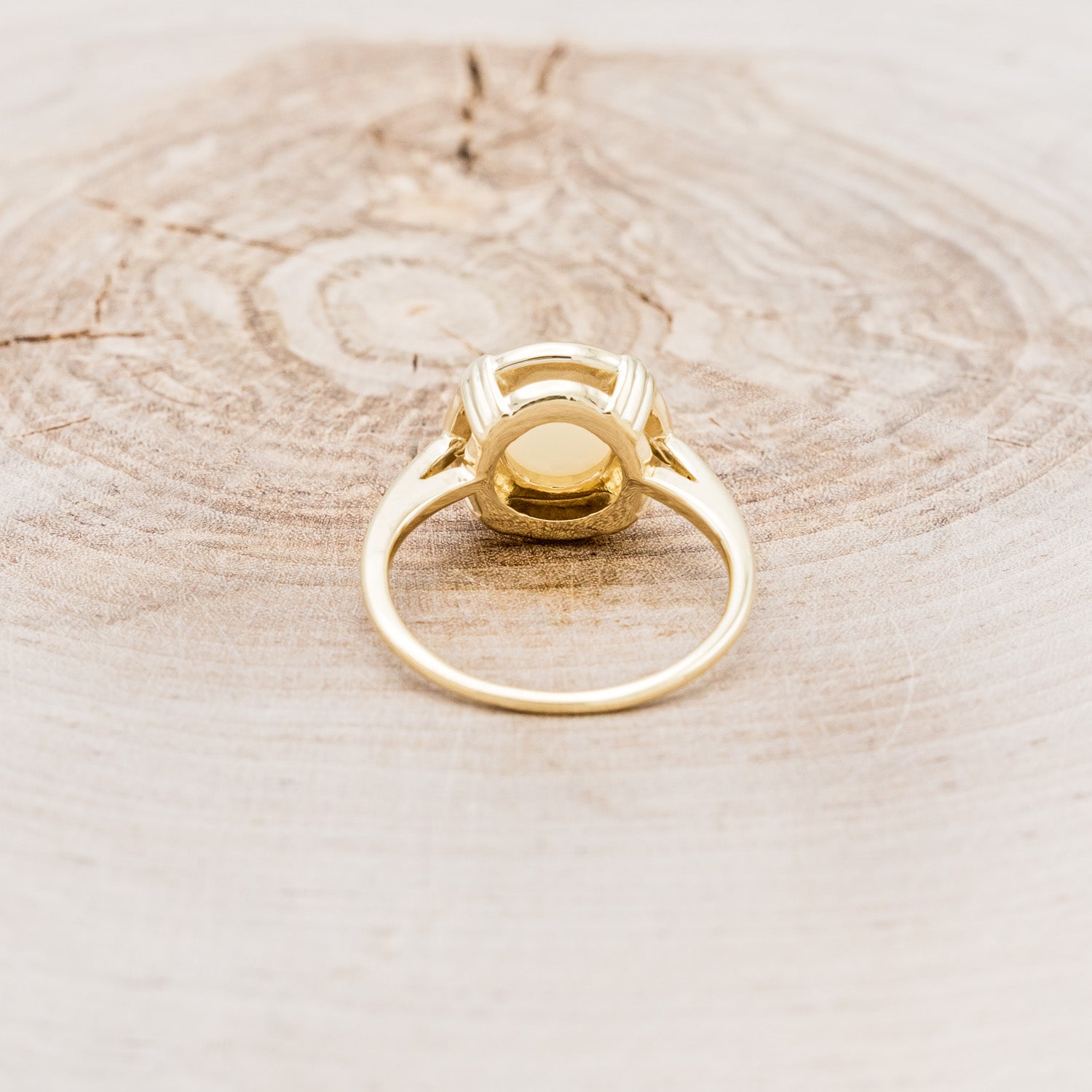 ROUND CUT WHITE OPAL ENGAGEMENT RING WITH DIAMOND HALO-5