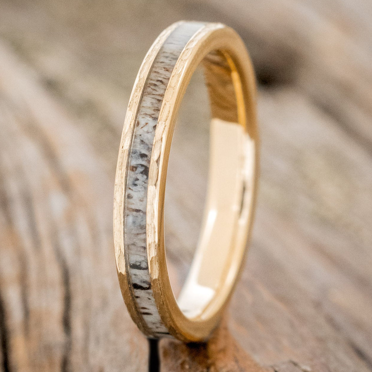 "ETERNA" - ANTLER STACKING BAND WITH A HAMMERED FINISH-10