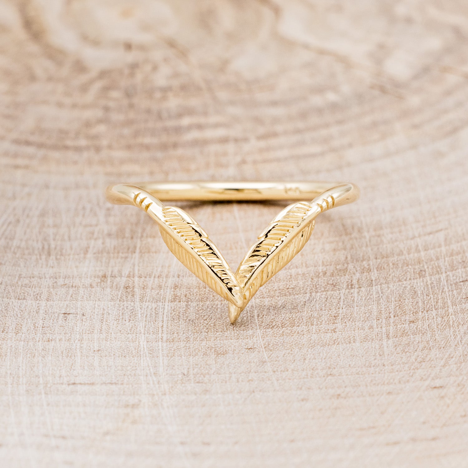 "FALA" - FEATHER ACCENTED TRACER WEDDING BAND-16