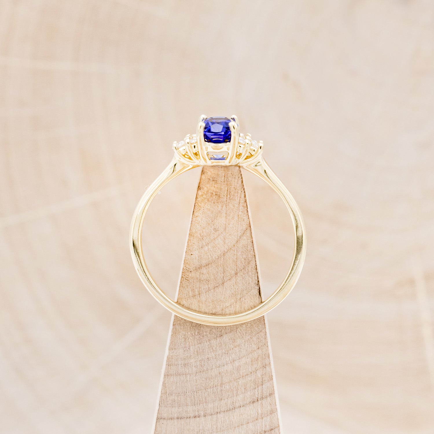 "GINA" - OVAL LAB-GROWN SAPPHIRE ENGAGEMENT RING WITH DIAMOND ACCENTS-11