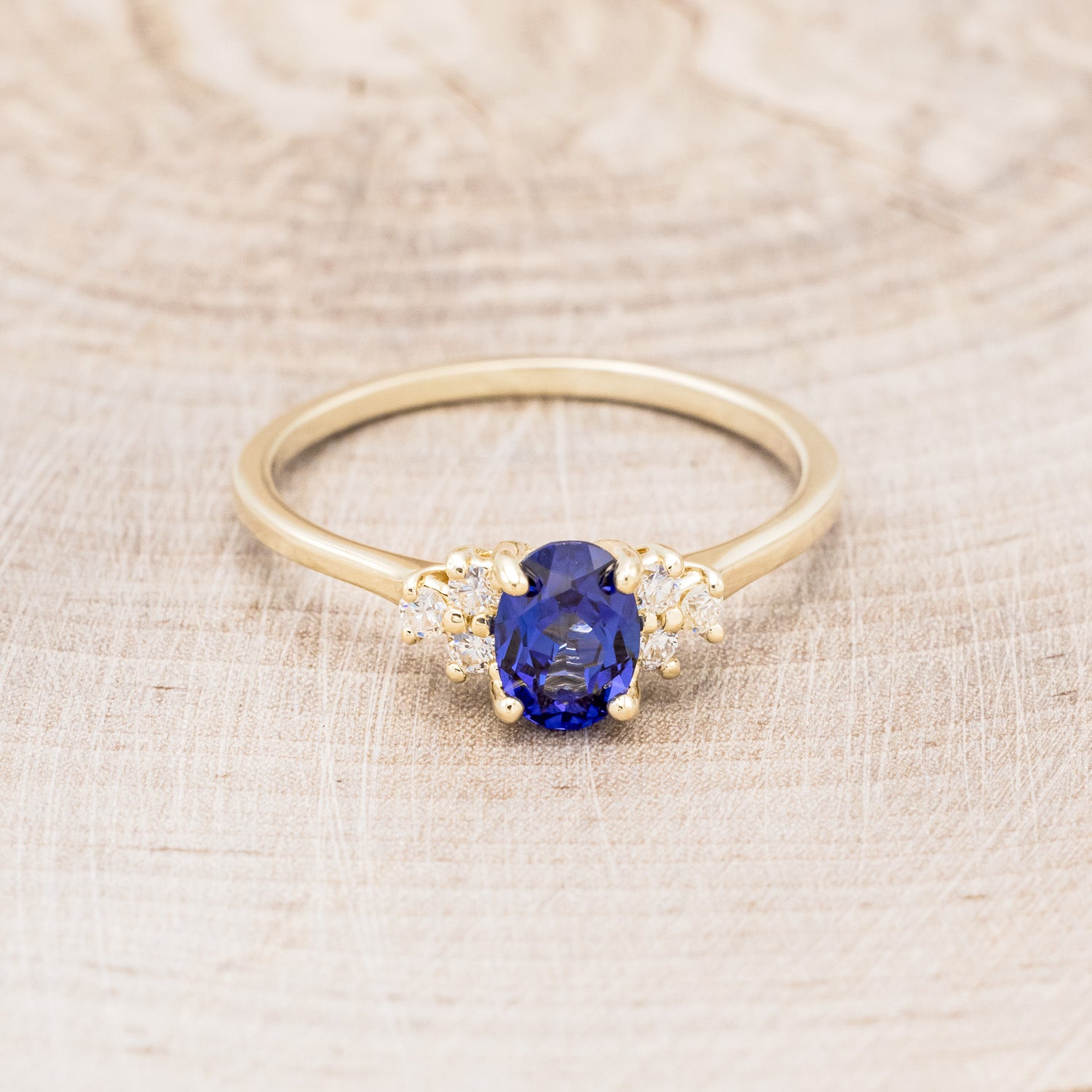 "GINA" - OVAL LAB-GROWN SAPPHIRE ENGAGEMENT RING WITH DIAMOND ACCENTS-9