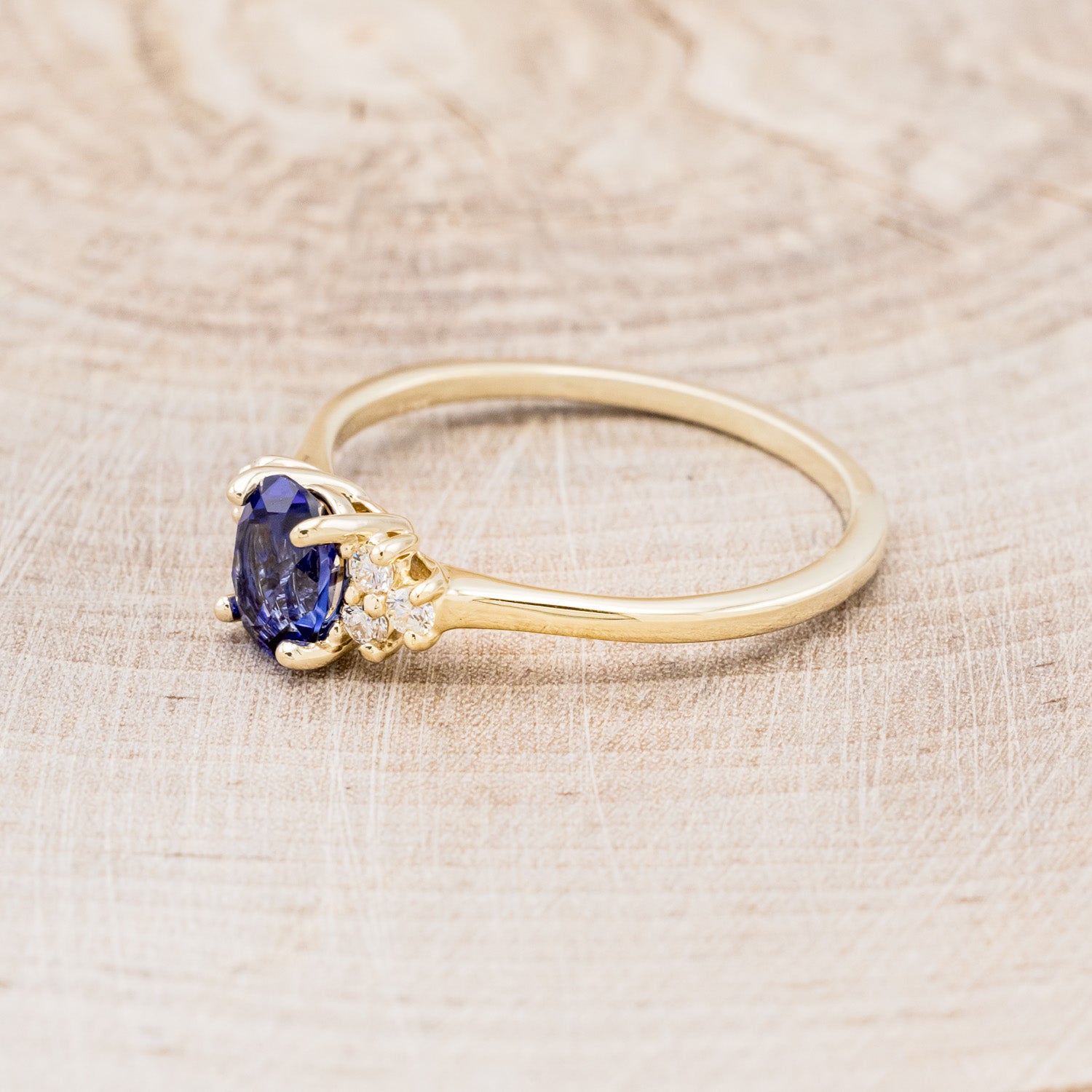 "GINA" - OVAL LAB-GROWN SAPPHIRE ENGAGEMENT RING WITH DIAMOND ACCENTS-8
