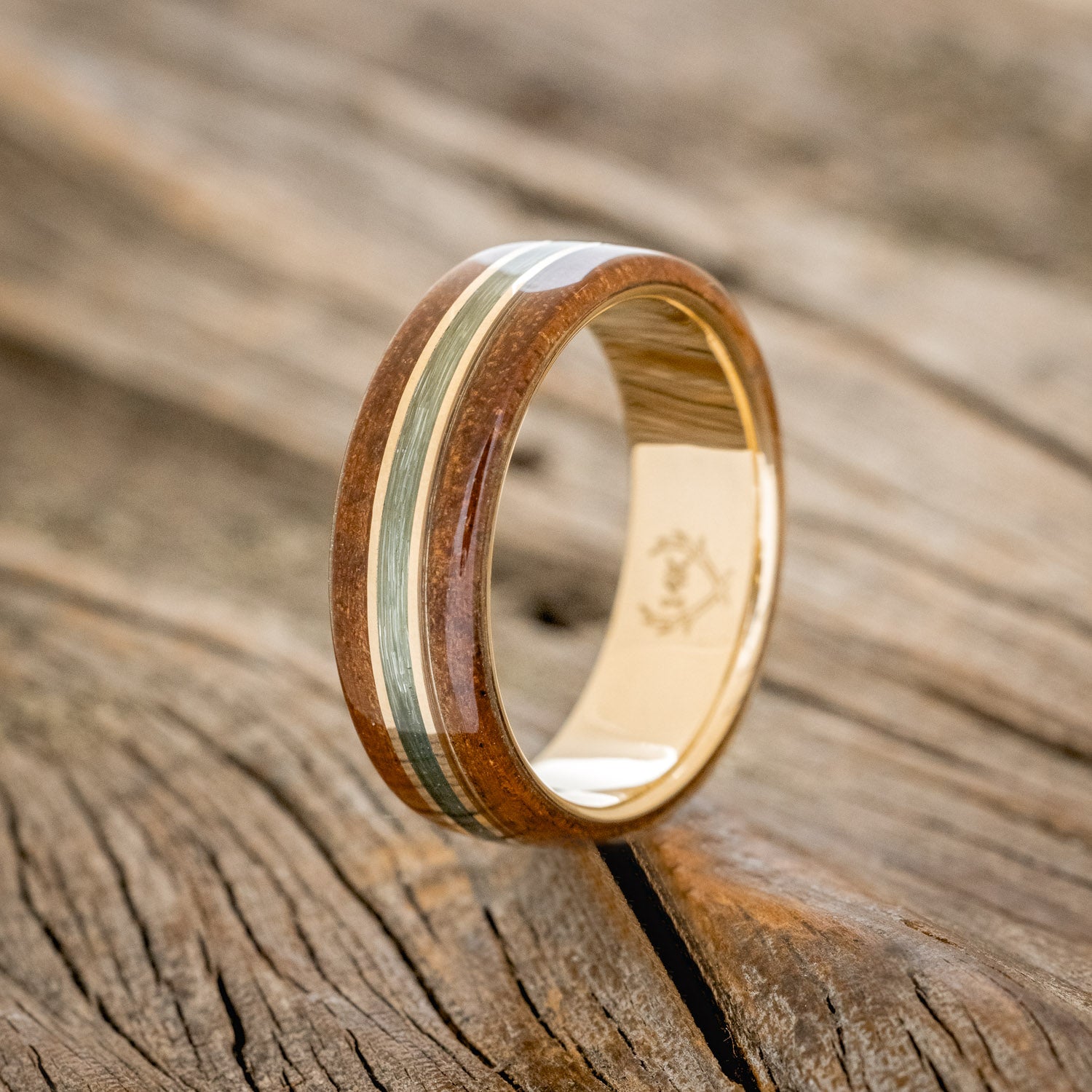 "GLEN" - KOA WOOD & FISHING LINE WEDDING RING-4