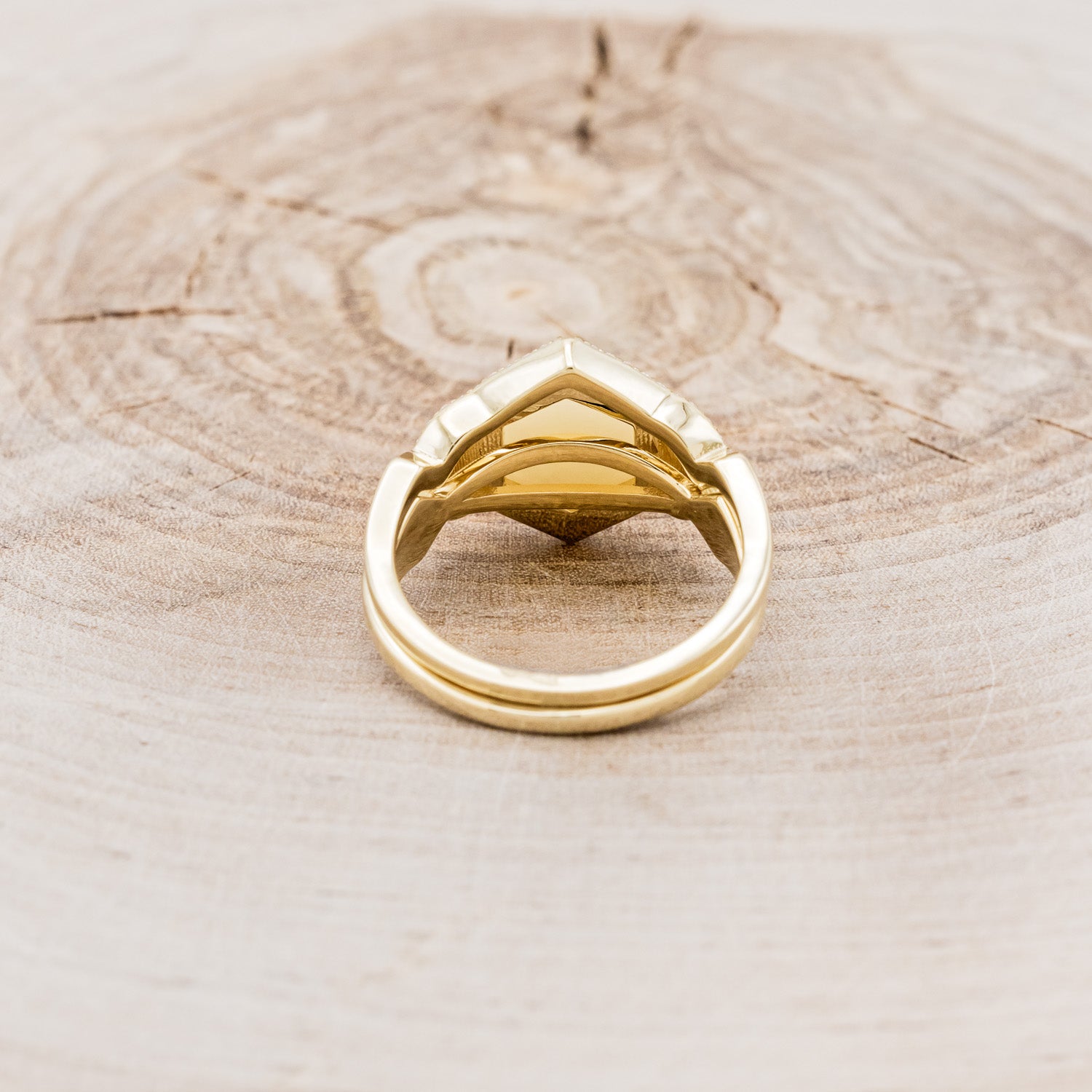 "LUCY IN THE SKY" - ROUND CUT WHITE OPAL ENGAGEMENT RING WITH DIAMOND ACCENTS & TURQUOISE INLAYS WITH DIAMOND TRACER-5