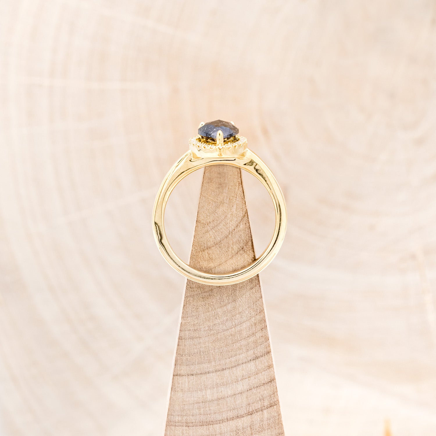 "LYDIA" - PEAR-SHAPED SALT & PEPPER DIAMOND ENGAGEMENT RING WITH DIAMOND HALO-12