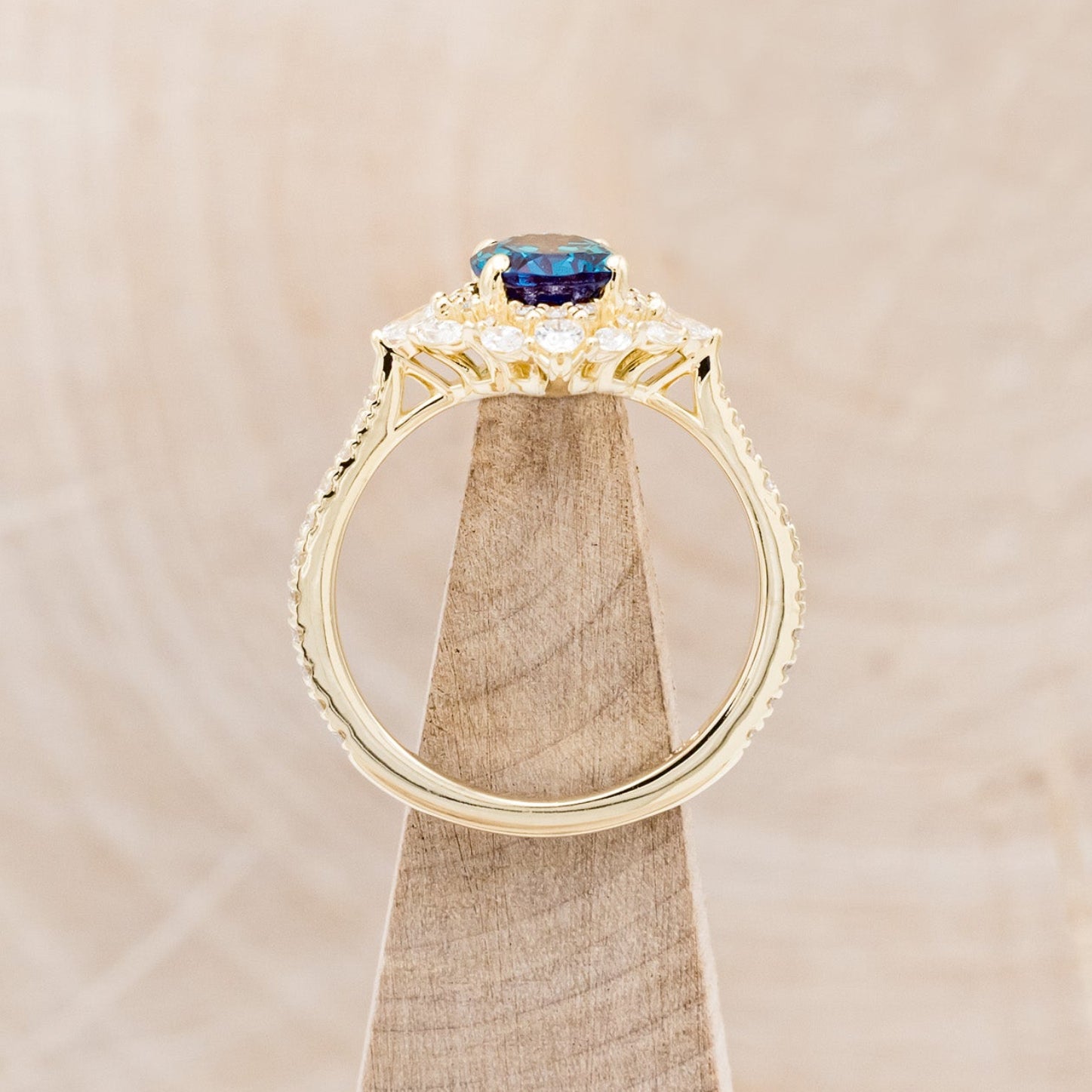 "NORTH STAR" - OVAL LAB-GROWN ALEXANDRITE ENGAGEMENT RING WITH DIAMOND HALO & ACCENTS-20