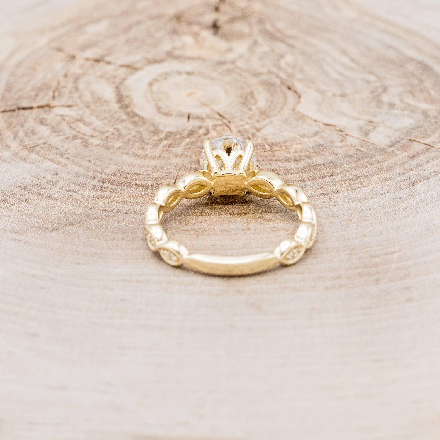 "NOUR" - ROUND CUT MOISSANITE ENGAGEMENT RING WITH DIAMOND ACCENTS-5