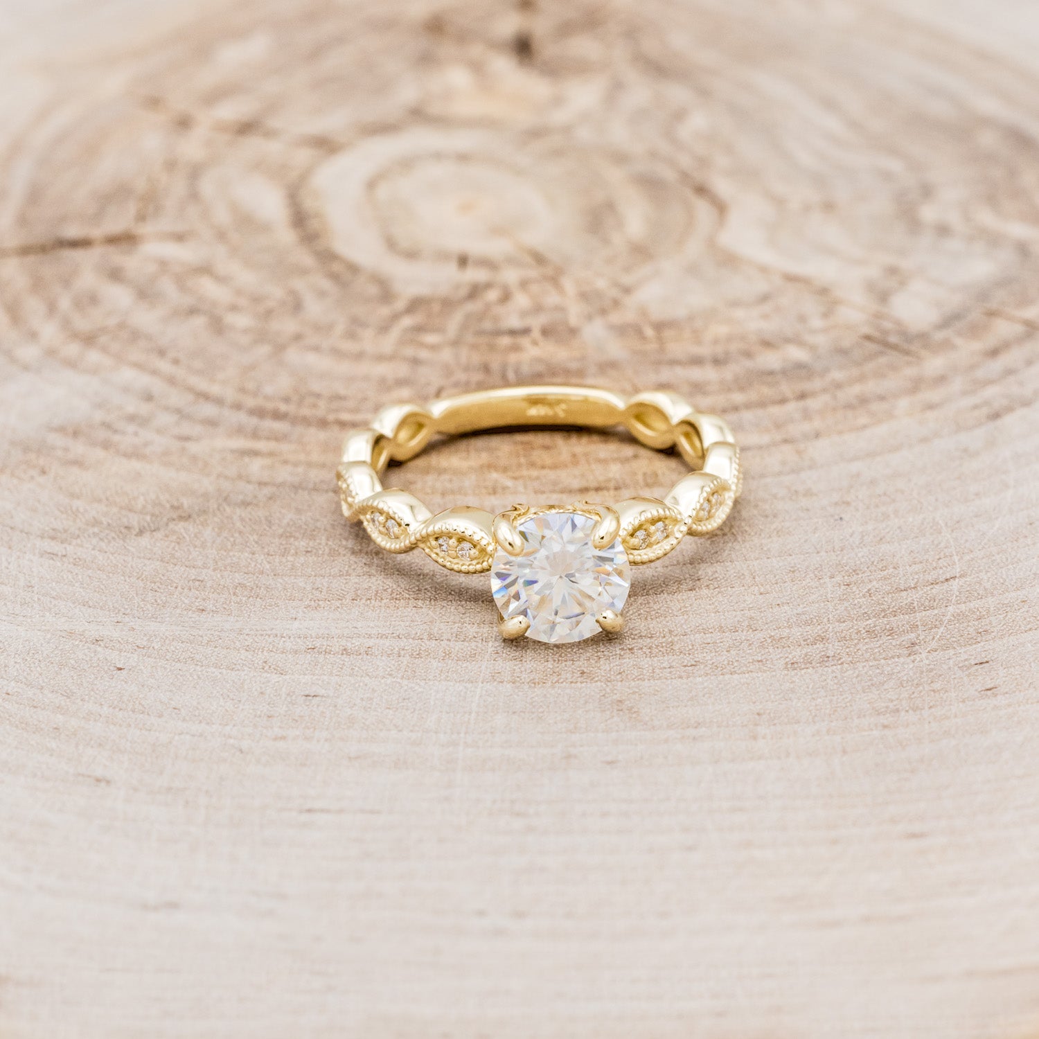 "NOUR" - ROUND CUT MOISSANITE ENGAGEMENT RING WITH DIAMOND ACCENTS-4