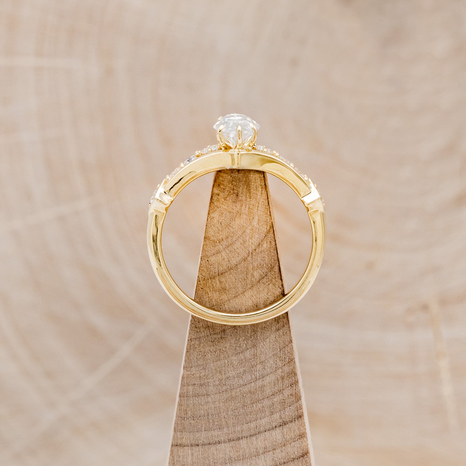 "PERSEPHONE" - BRIDAL SUITE - MARQUISE-CUT MOISSANITE ENGAGEMENT RING WITH DIAMOND ACCENTS & TWO DIAMOND TRACERS-17