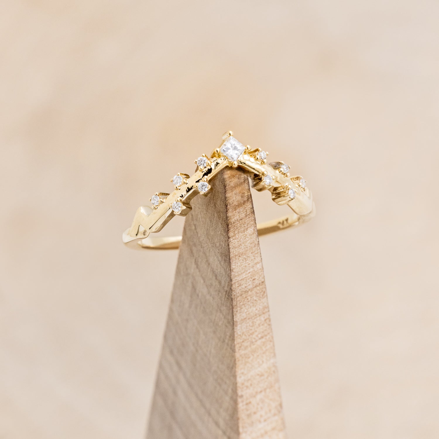 "PERSEPHONE" - BRIDAL SUITE - MARQUISE-CUT MOISSANITE ENGAGEMENT RING WITH DIAMOND ACCENTS & TWO DIAMOND TRACERS-18