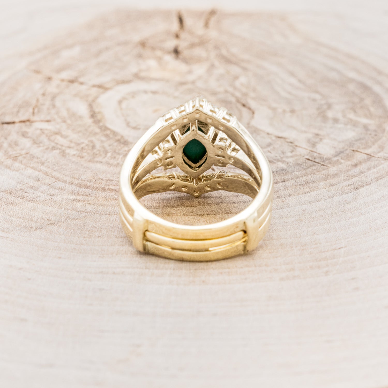 "RAYA" - MARQUISE TURQUOISE ENGAGEMENT RING WITH DIAMOND ACCENTS & CHRYSOCOLLA RING GUARD-5