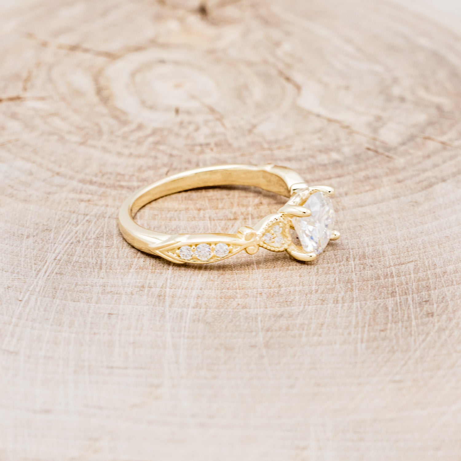 ROUND CUT MOISSANITE ENGAGEMENT RING WITH DIAMOND ACCENTS-14