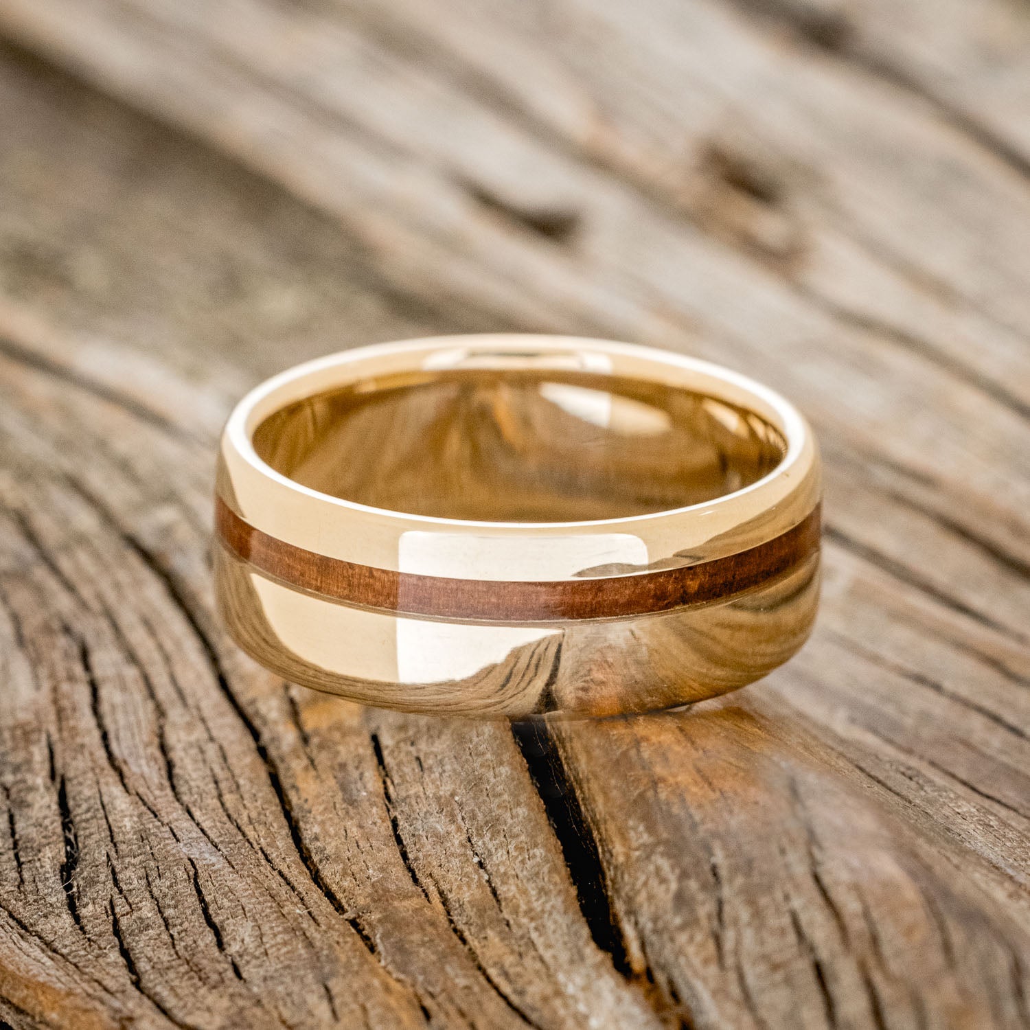 "VERTIGO" - OFFSET KOA WOOD WEDDING BAND-12