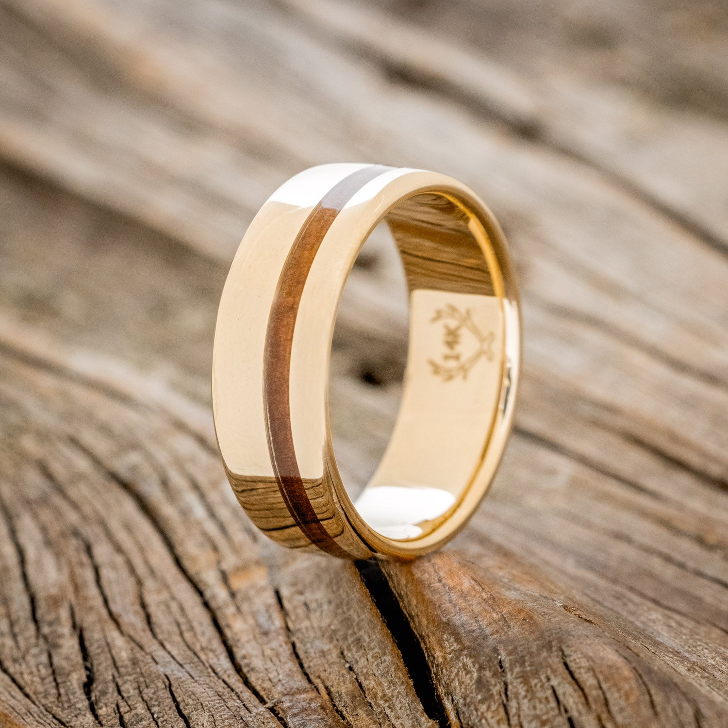 "VERTIGO" - OFFSET KOA WOOD WEDDING BAND-10