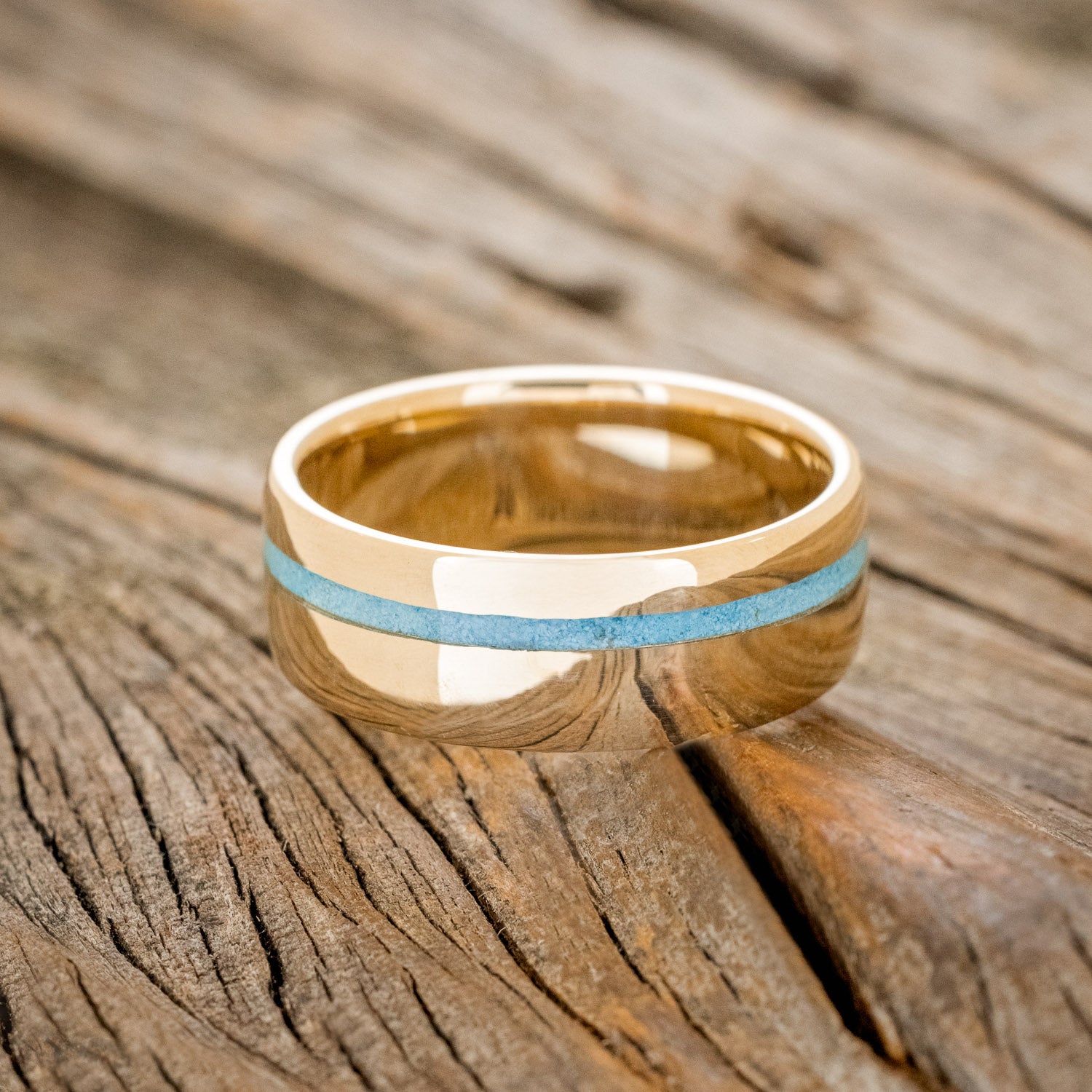 "VERTIGO" - TURQUOISE INLAY WEDDING BAND-24
