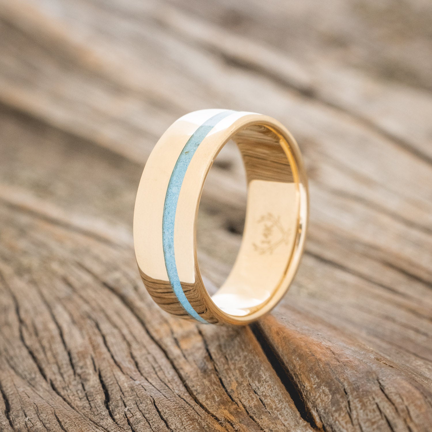 "VERTIGO" - TURQUOISE INLAY WEDDING BAND-22
