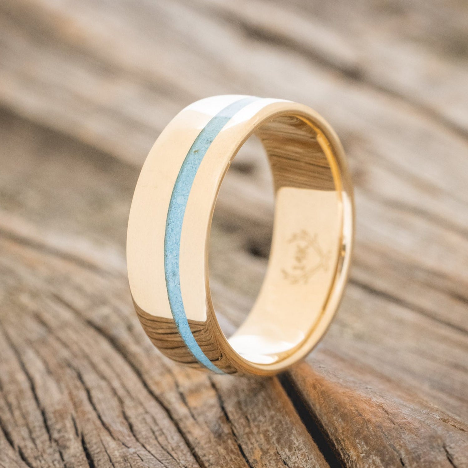 "VERTIGO" - TURQUOISE INLAY WEDDING BAND-22